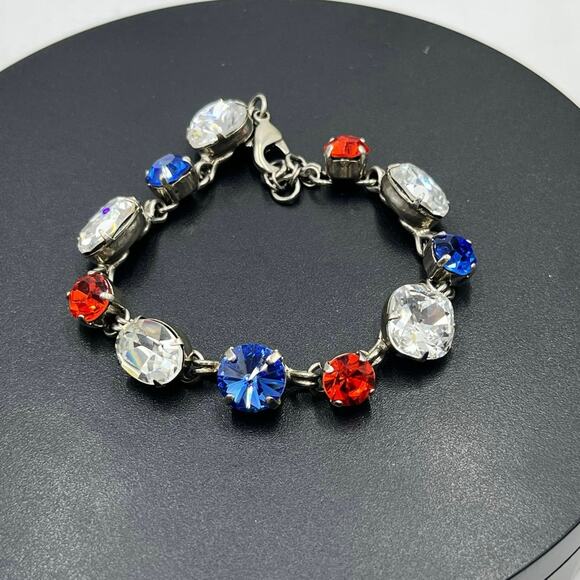 Sorrelli Vintage Red White Blue Crystal Patriotic Austrian Crystals Bracelet - Picture 1 of 7